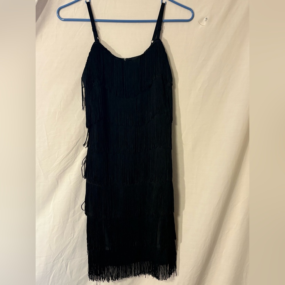 The Original Cheryl Creation Elegant Black Fringe Dress